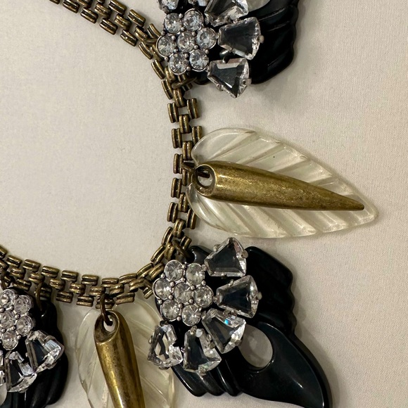 RARE Lulu Frost for J Crew Harvest Moon statement necklace rhinestone - Picture 3 of 11